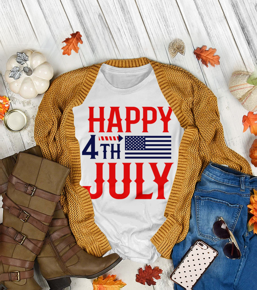 Happy 4th July Independence Day American Flag T-Shirt