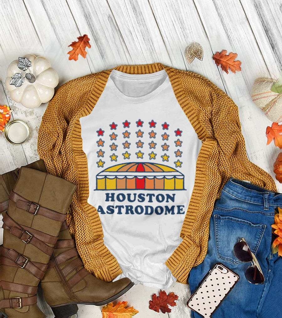 Houston Astrodome Stars Dome with Colorful Red Orange Yellow Stars T-Shirt