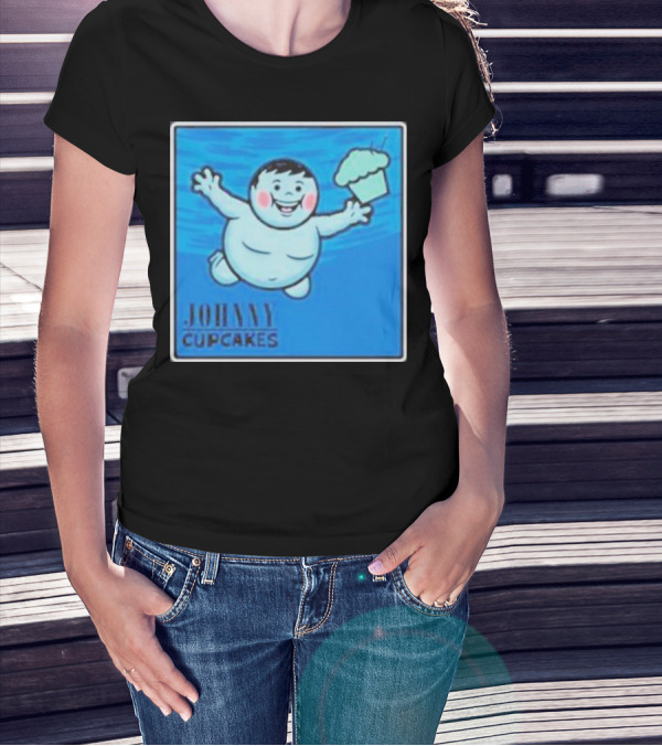 Johnny Cupcakes Vintage Baby With Cupcake Balloon Classic Blue T-Shirt
