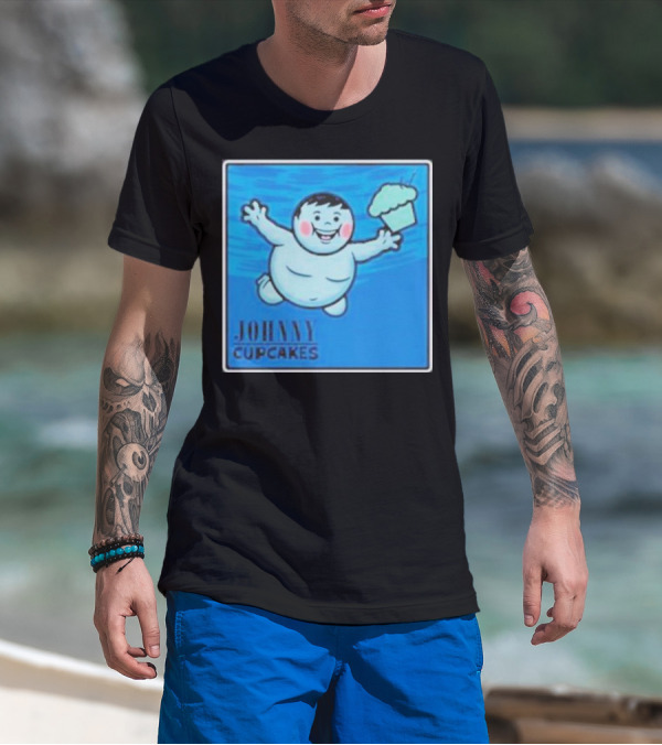 Johnny Cupcakes Vintage Baby With Cupcake Balloon Classic Blue T-Shirt