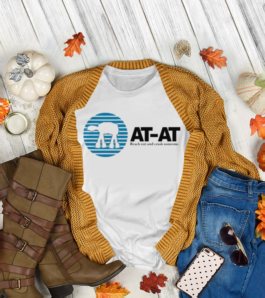 AT-AT Reach Out And Crush Someone Retro Circle Motif T-Shirt