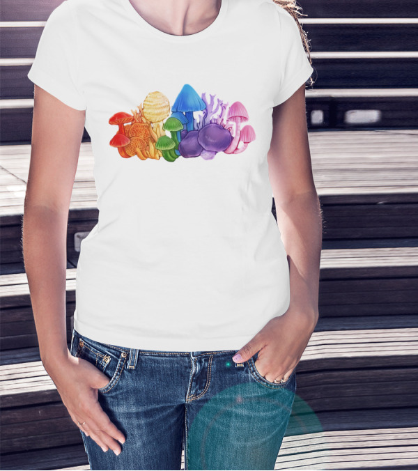 NZ Rainbow Fungi Colorful Mushroom Collection T-Shirt