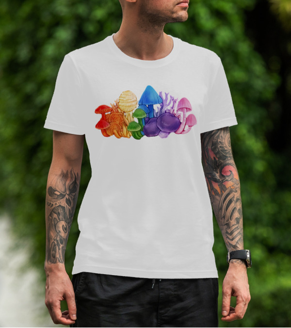 NZ Rainbow Fungi Colorful Mushroom Collection T-Shirt