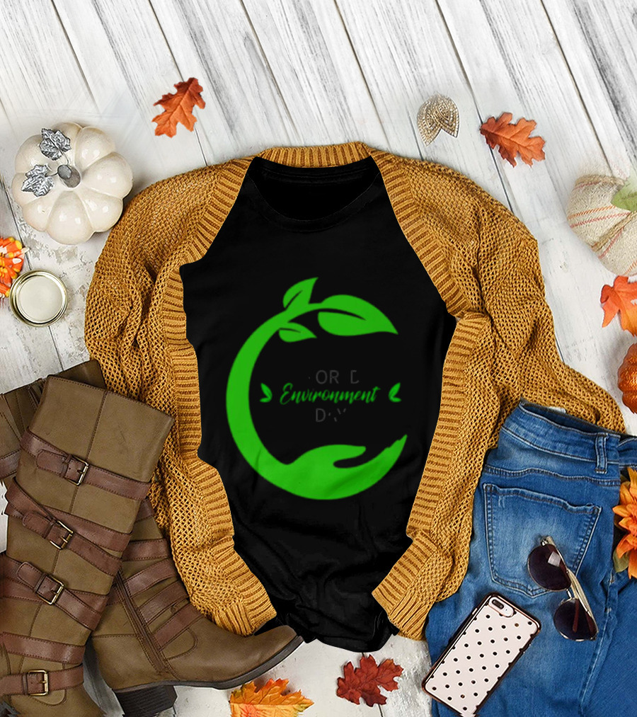 World Environment Day Green Leaf Circle Earth Protection T-Shirt