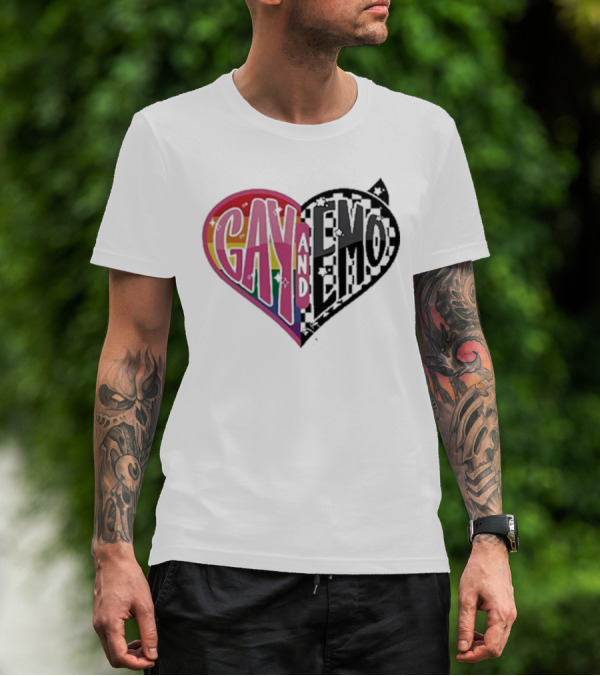 Gay And Emo Rainbow Heart T-Shirt
