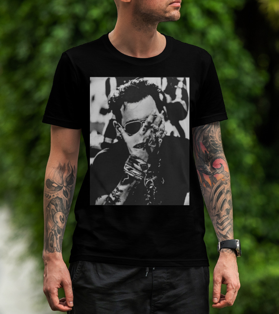 Johnny Depp Black And White Tattoo Style Photo T-Shirt