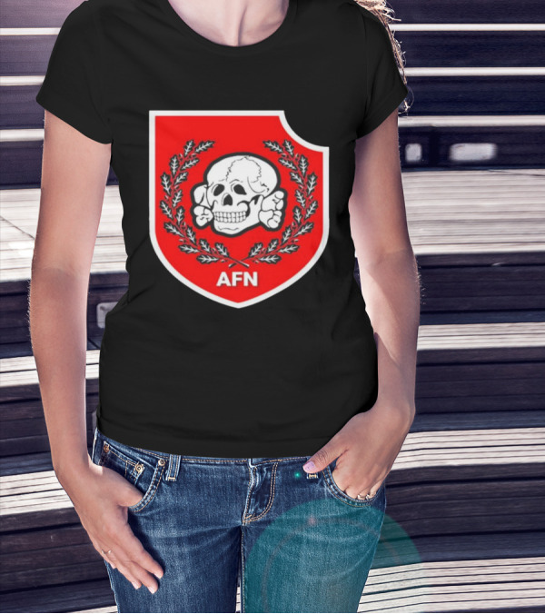 Amuse AFN Aryan Freedom Network Skull Emblem Badge T-Shirt