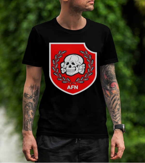 Amuse AFN Aryan Freedom Network Skull Emblem Badge T-Shirt