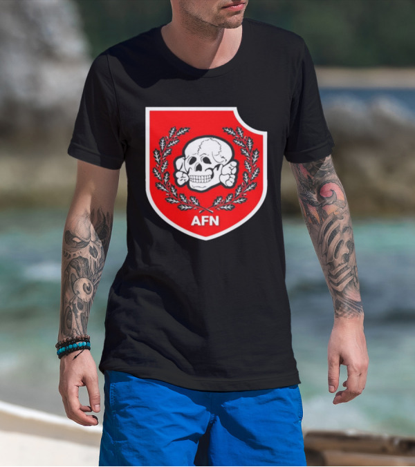 Amuse AFN Aryan Freedom Network Skull Emblem Badge T-Shirt