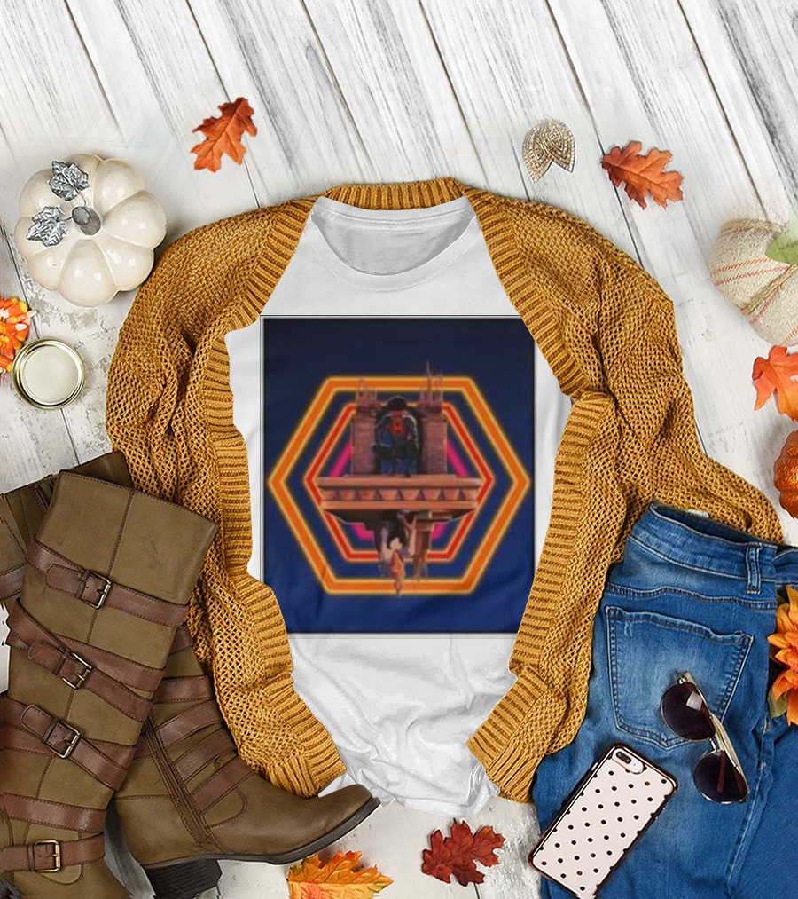Spider Man and Gwen Stacy with Hexagon Background in Spider Verse Across The Spider Verse T-Shirt