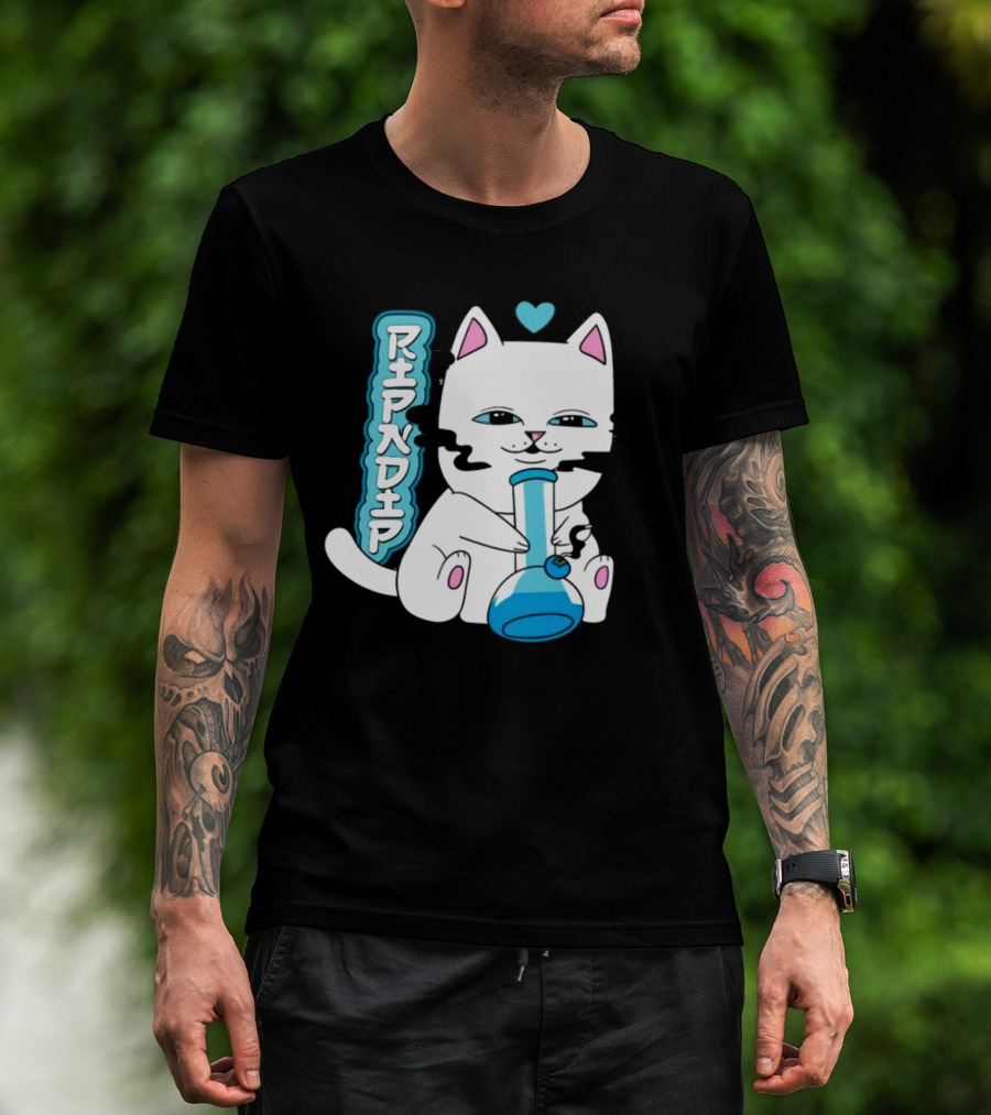 Ripndip Clothing Cat With Bong And Heart Motif T-Shirt
