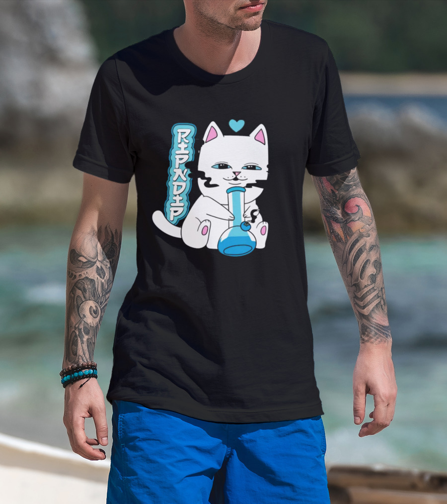 Ripndip Clothing Cat With Bong And Heart Motif T-Shirt