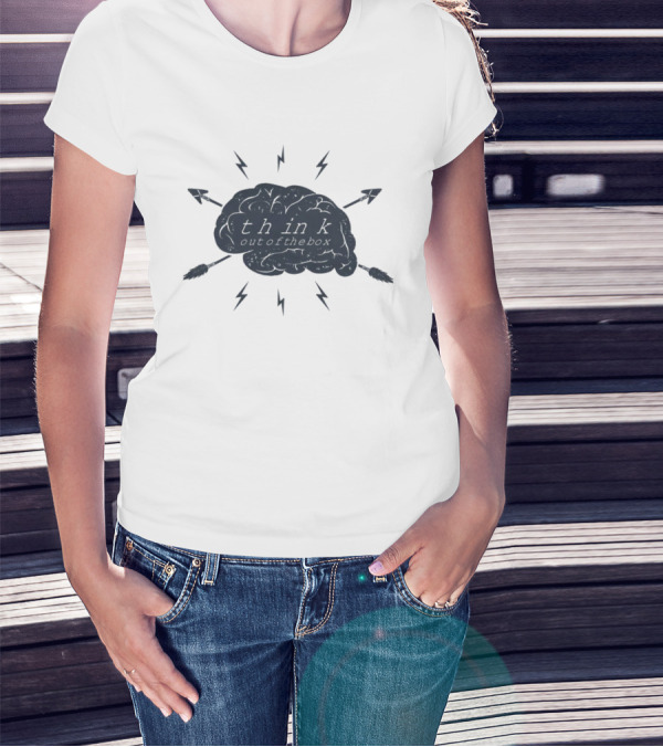 Think Out Of The Box Brain With Arrows And Lightning Bolts T-Shirt