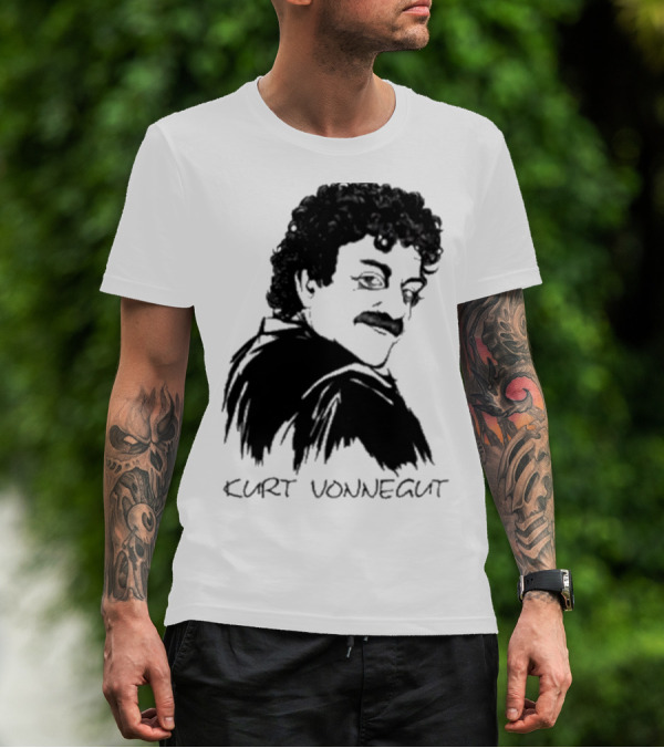 Kurt Vonnegut Black And White Stylized T-Shirt
