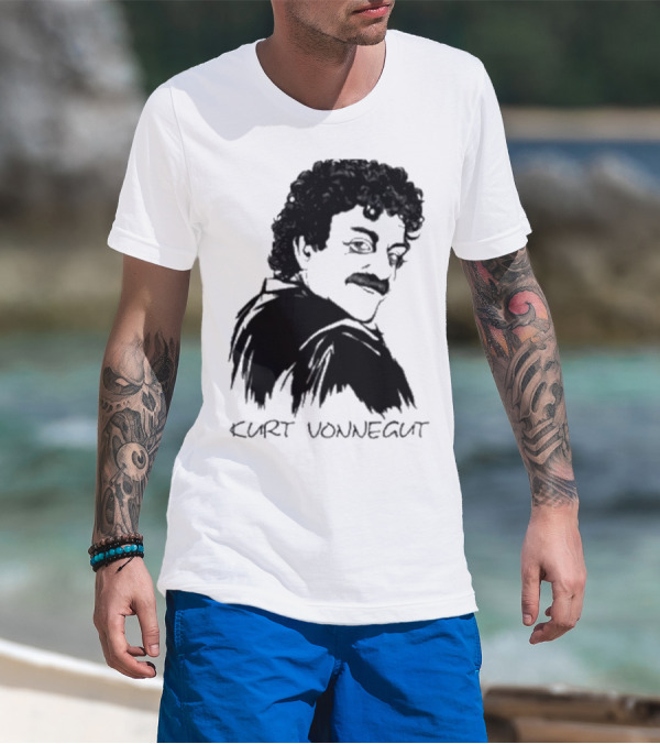 Kurt Vonnegut Black And White Stylized T-Shirt