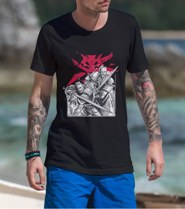 Wild Hunt Sensei Kanji Swordsmen Red T-Shirt