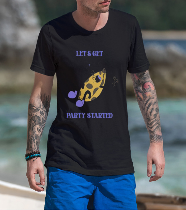 LET'S GET PARTY STARTED Vintage Cartoon Banana Music Fan Celebrating With Cigarette T-Shirt