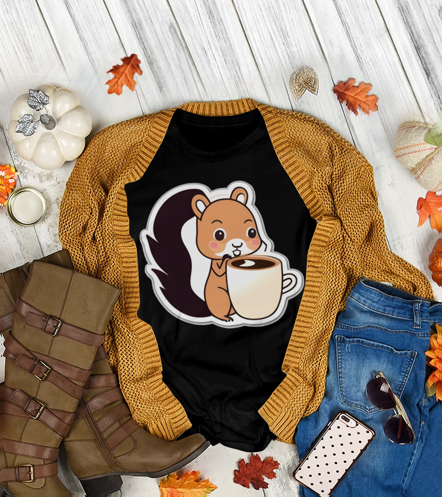 Happy Squirrel Coffee Hug T-Shirt