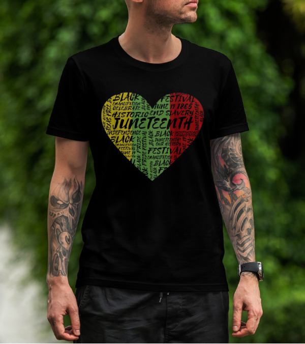 Juneteenth Heart Black Pride Emancipation Celebrate Independence 1865 Festival T-Shirt