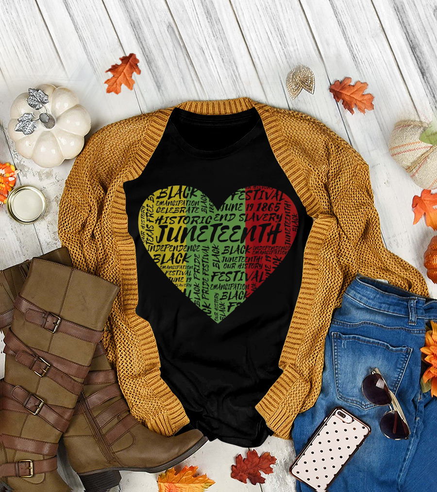 Juneteenth Heart Black Pride Emancipation Celebrate Independence 1865 Festival T-Shirt