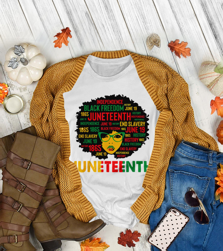 Juneteenth Independence Black Freedom End Slavery History June 19 1865 Afro Queen T-Shirt