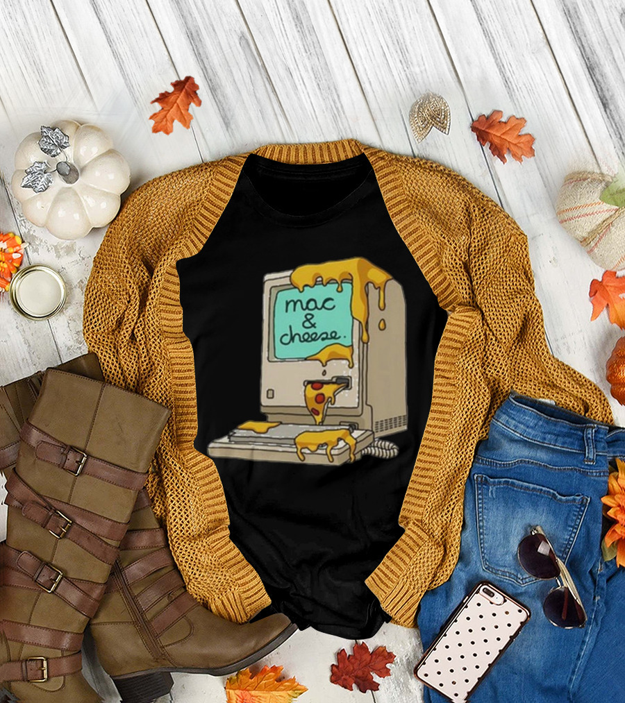 Retro Mac Dripping Cheese Pixels T-Shirt
