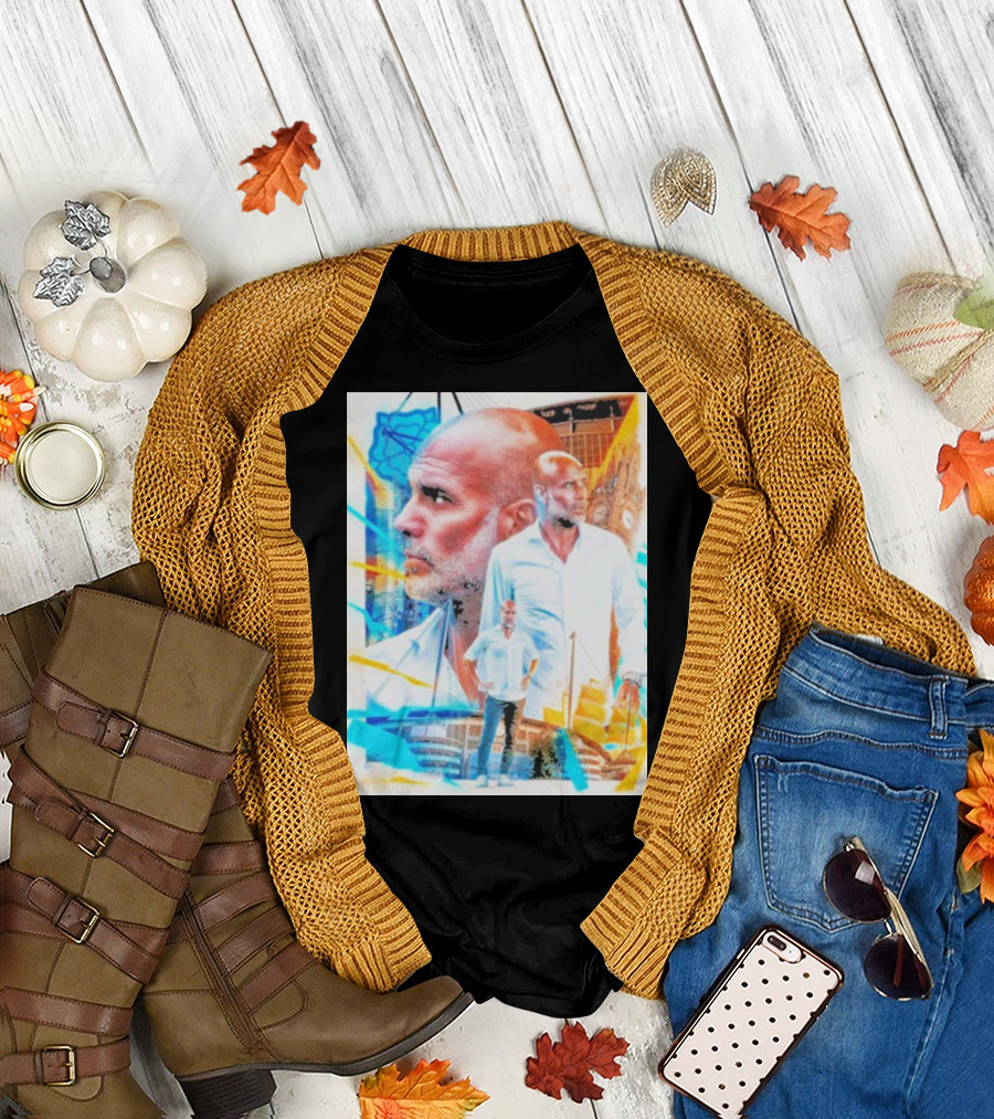 Josep Pep Guardiola New Football Bold Artful Portrait with Vibrant Urban Backdrop T-Shirt