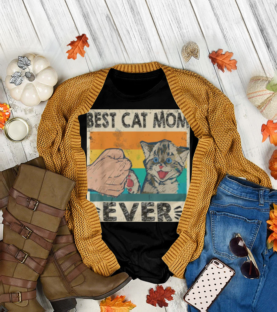 Best Cat Mom Ever Vintage Cat Mommy Mother's Day T-Shirt