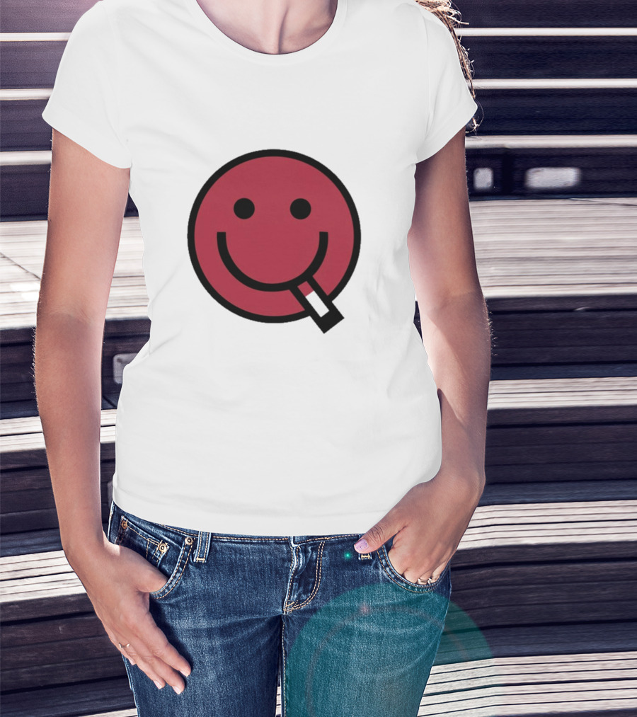 Devolver Digital Cyggy Smiley Face Icon With Cigarette T-Shirt