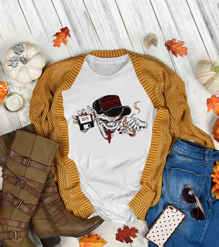 Devolver Goblin Smoking with Floppy Disk in Hand T-Shirt