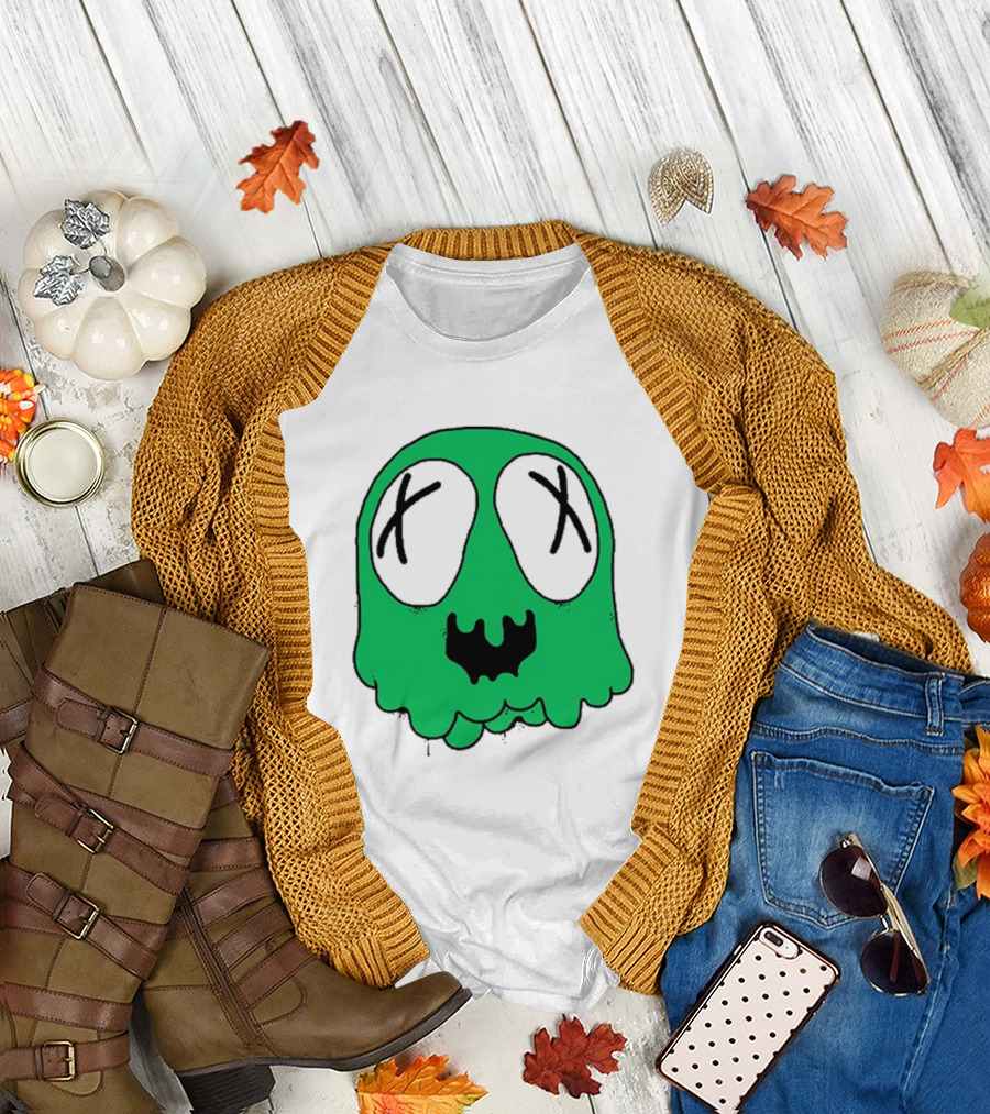 Ghost Sludge Life Green Dripping Skull with Crossed-Out Eyes T-Shirt