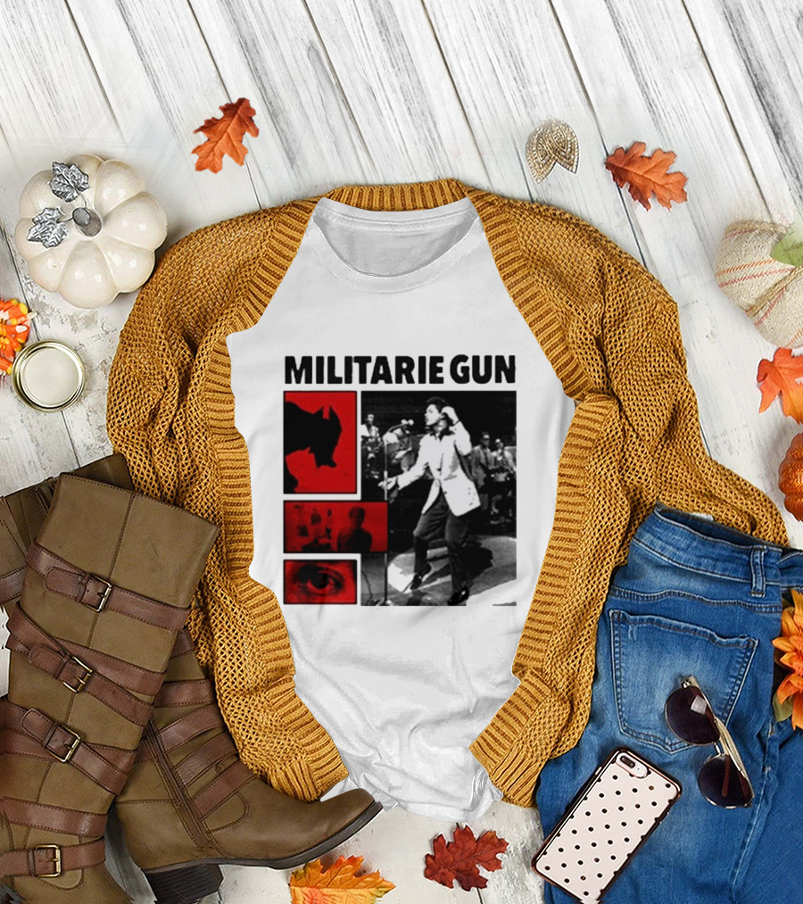 MILITARIE GUN Red Black Collage Performance T-Shirt