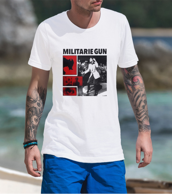 MILITARIE GUN Red Black Collage Performance T-Shirt
