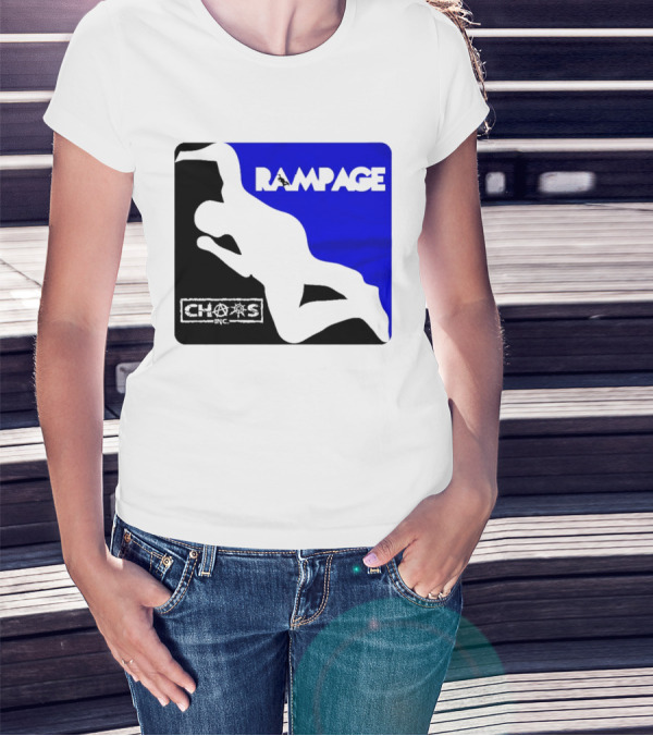 Rampage Chaos Inc Silhouette Blue Background T-Shirt