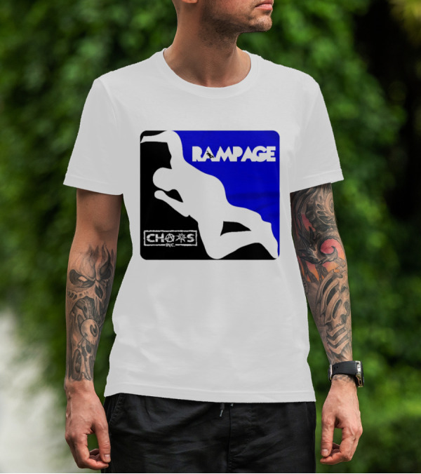 Rampage Chaos Inc Silhouette Blue Background T-Shirt