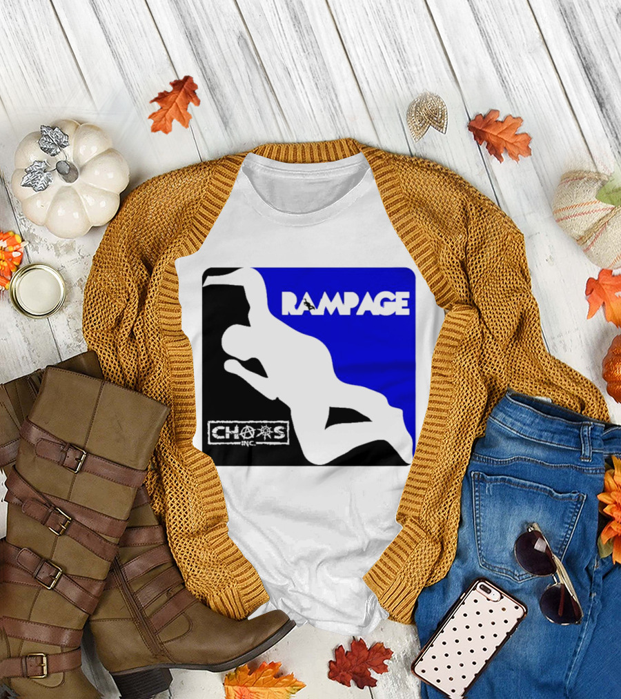 Rampage Chaos Inc Silhouette Blue Background T-Shirt