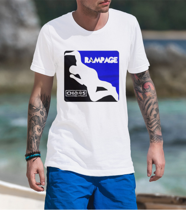 Rampage Chaos Inc Silhouette Blue Background T-Shirt
