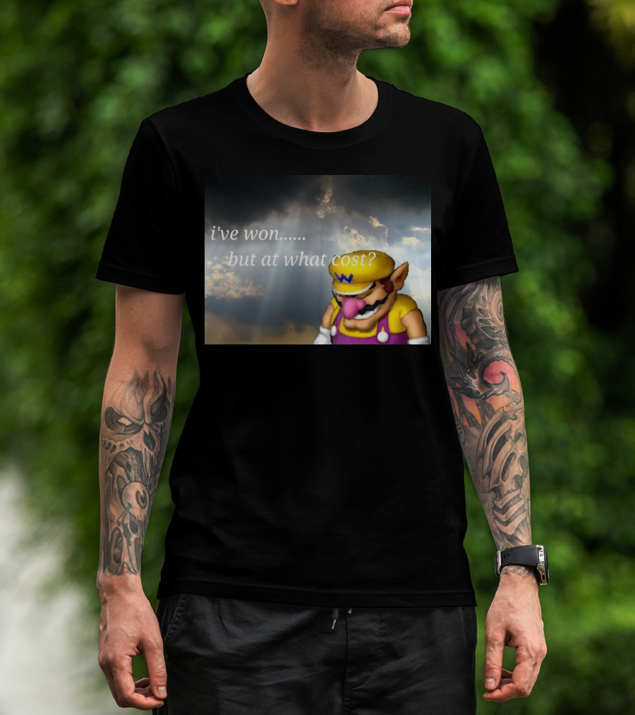 Wario I've Won But At What Cost Reflective Quote With Somber Clouds T-Shirt