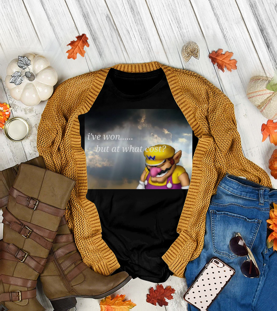 Wario I've Won But At What Cost Reflective Quote With Somber Clouds T-Shirt