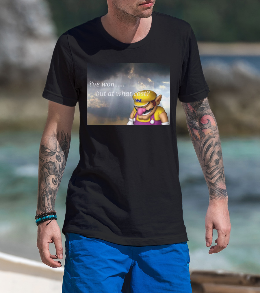 Wario I've Won But At What Cost Reflective Quote With Somber Clouds T-Shirt