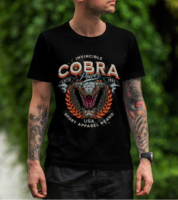 Invincible Cobra Power USA Sport Apparel Brand Estd 1982 T-Shirt