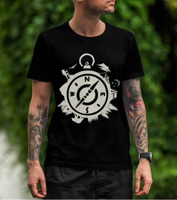 Wilderness Adventure Compass Exploring North South East West Nature Elements T-Shirt