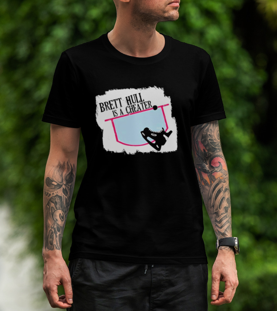 Brett Hull Is A Cheater Hockey Net And Skate T-Shirt