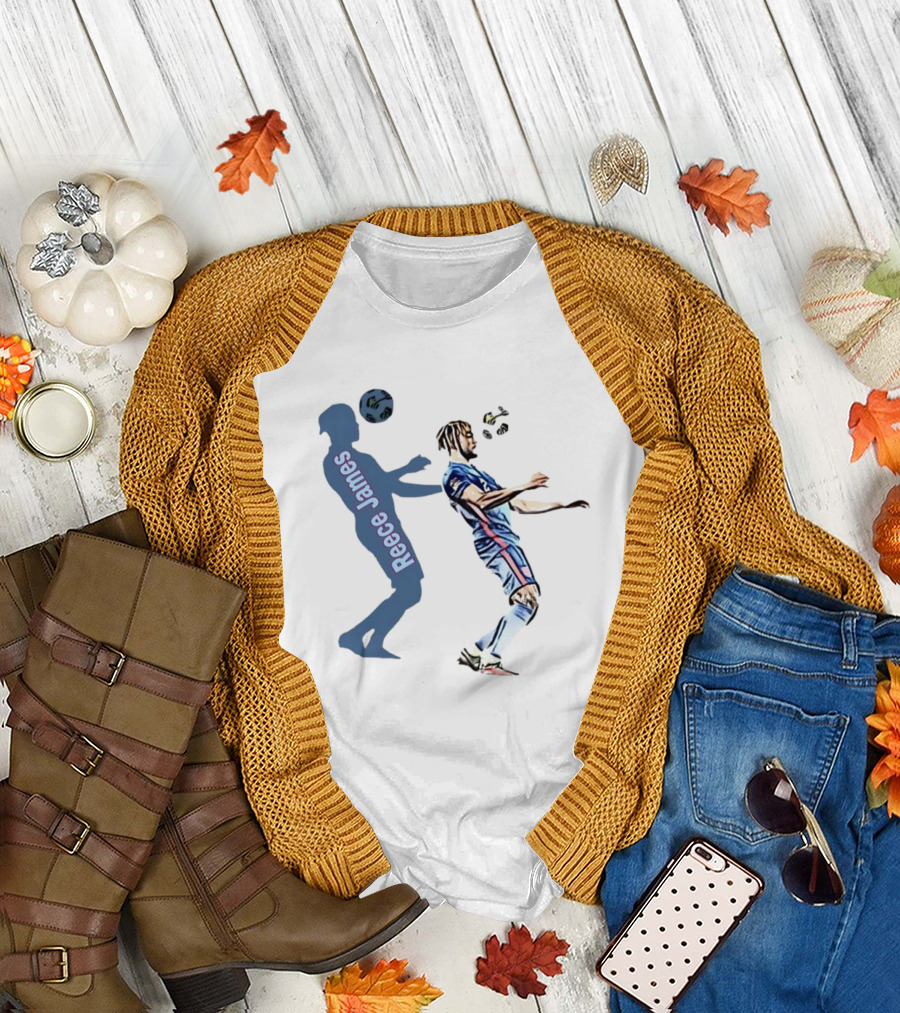 Reece James Football Silhouette and Player Action T-Shirt