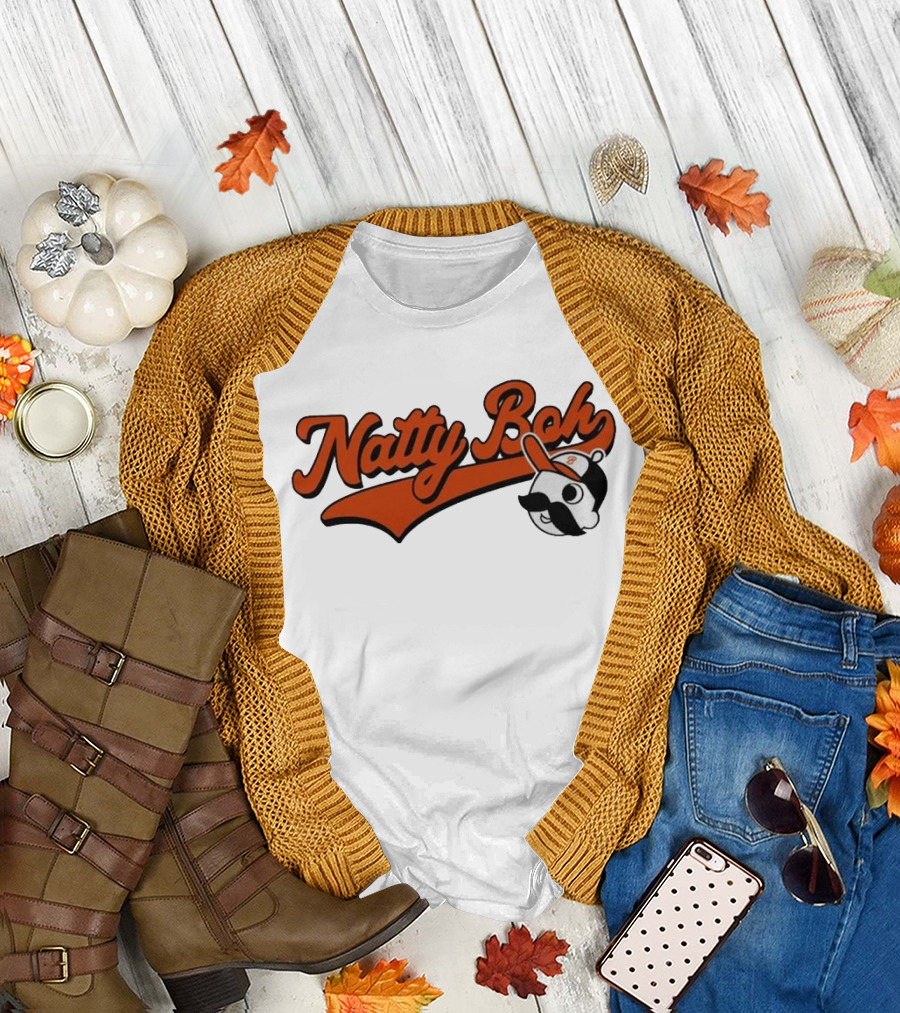Natty Boh National Bohemian Mustache Character with Baseball Hat T-Shirt