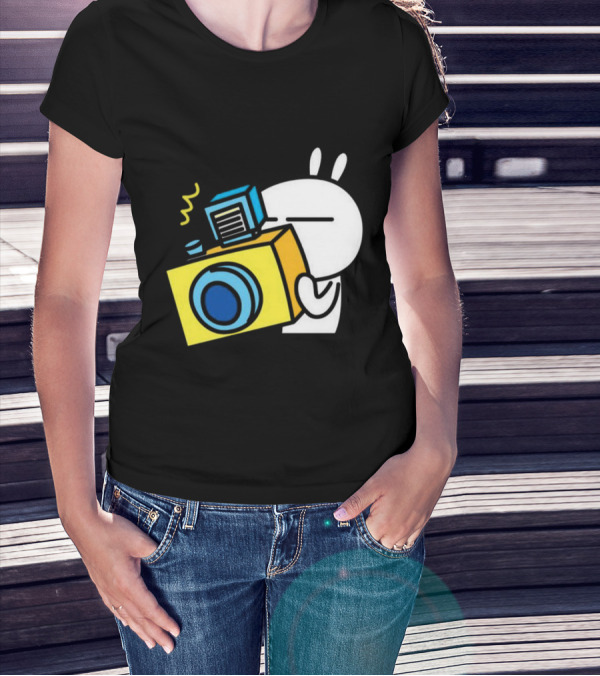 Tuzki Rabbit Camera Cartoon Character Photography T-Shirt