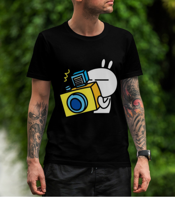 Tuzki Rabbit Camera Cartoon Character Photography T-Shirt