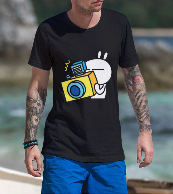 Tuzki Rabbit Camera Cartoon Character Photography T-Shirt