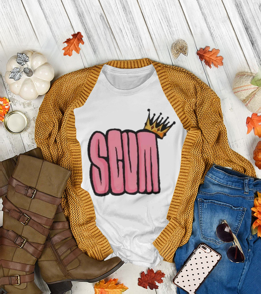 SCUM Pink Text with Gold Crown T-Shirt