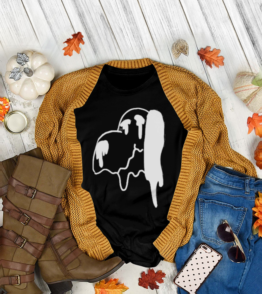 Snoopy Melting Drip Black White T-Shirt